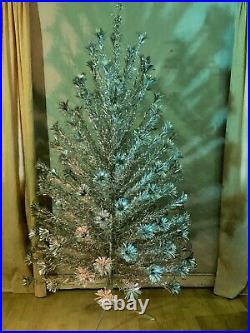 7ft Sparkler Pom-Pom Aluminum Christmas Tree 121 Branch Noma Color Wheel Rotates