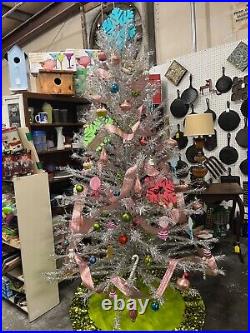 8 Foot Taper Aluminum Christmas Tree, Stand Including Beautiful Decorations