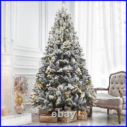 8ft 550 LED Snow Flocked Christmas Tree Easy Assembly with Light 10 Day Delivery