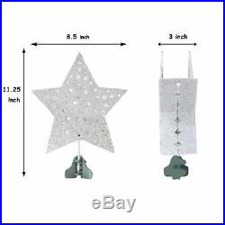 9 Silver Star Christmas Tree Topper with Rotating White Snowflake Projector NEW