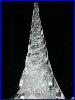 9 Tall Murano Art Glass SILVER FLECK Aventurine Spiral Christmas Tree