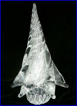 9 Tall Murano Art Glass SILVER FLECK Aventurine Spiral Christmas Tree