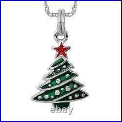 925 Sterling Silver Christmas Tree Necklace Charm Pendant