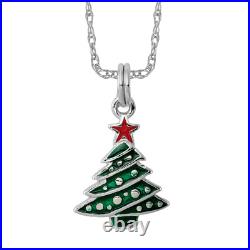 925 Sterling Silver Christmas Tree Necklace Charm Pendant