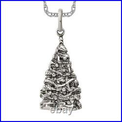 925 Sterling Silver Vintage Christmas Tree Necklace Charm Pendant