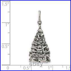925 Sterling Silver Vintage Christmas Tree Necklace Charm Pendant