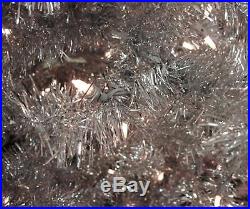 Allstate 7.5' Silver Tinsel Noble Pine Artificial Christmas Tree Clear Lights