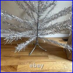 Aluminum 45 Branch 6 ft 6 Christmas Taper Tree Complete with Box & Stand Vtg EUC