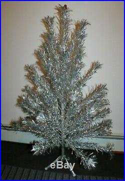 Aluminum Christmas Tree 4 Ft Vintage Silver Evergleam Legs Stand