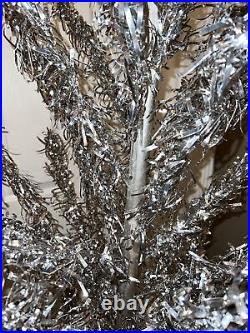 Aluminum Christmas Tree, 6.5' 80-19 branches, Wood Trunk, Round Plastic Base