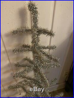 Aluminum Christmas Tree Lot 2 Vintage Silver 56 & 45 branches MCM 1950s No Bases