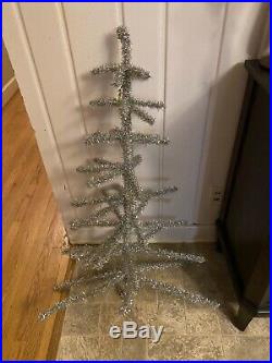 Aluminum Christmas Tree Lot 2 Vintage Silver 56 & 45 branches MCM 1950s No Bases