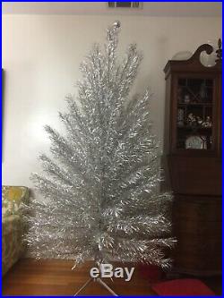 Aluminum Christmas Tree Mid Century 7ft+ Tall Rare 135 Branches Silver Vintage