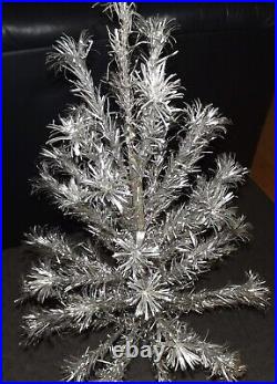 Aluminum Evergleam Tinsel Christmas Tree Pom Pom 5 Ft 56 Branches 1960's