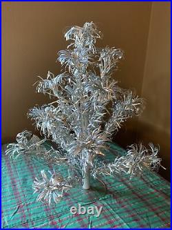 Aluminum Silver Pom Christmas Tree 2 Feet Vintage