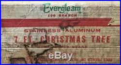 Aluminum Specialty Evergleam Deluxe 100 Branch 7 FT CHRISTMAS TREE /Box pom pom