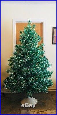 Aluminum Tinsel Christmas Tree Silver And Green vintage Starlite Revlis Holiday