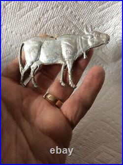 Antique Silver Dresden Cow Christmas Tree Ornament
