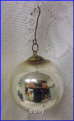 Antique Vintage Kugel German Mercury Glass Christmas Tree Silver Bowl Ornament