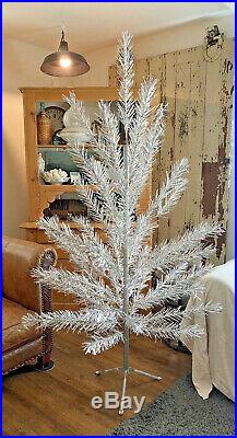 Artificial 6 1/2 Ft. Silver Glow Vintage Aluminum Christmas Tree with Stand