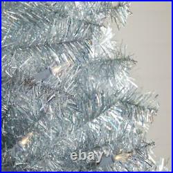 Artificial Christmas Tree 7 ft. Pre-lit LED Silver Iridescent Tinsel Plug-in