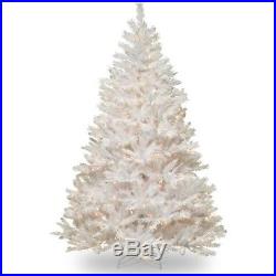Artificial Christmas Tree Pre Lit Clear Lights 7 Ft. White Silver Glitter Xmas