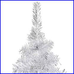 Artificial Christmas Tree with LEDs&Ball Set Silver 47.2in PET CAE