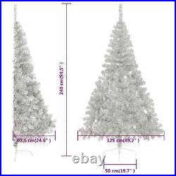 Artificial Half Christmas Tree with Stand Silver 8 ft PVC