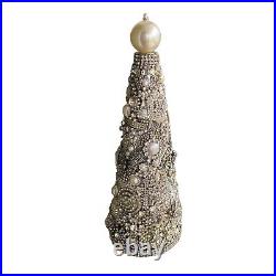 Artisan Handcrafted Vintage Silver Rhinestone Jewelry Vanity 14 Christmas Tree