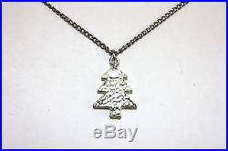 Auth CHANEL Chain Necklace Silver tone with x-mas tree pendant Vintage 8gm