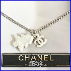 Auth CHANEL Necklace Silver White 03A Length 16 Christmas tree snow Coco mark