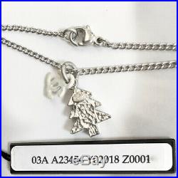 Auth CHANEL Necklace Silver White 03A Length 16 Christmas tree snow Coco mark