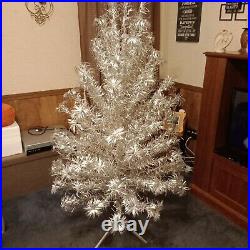 Authentic Vintage 5 ft. Silver Aluminum Christmas Tinsel Pom Pom Tree