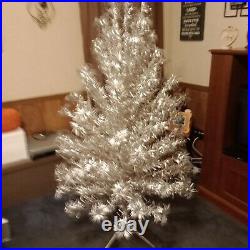 Authentic Vintage 5 ft. Silver Aluminum Christmas Tinsel Pom Pom Tree