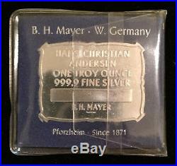 B. H. MAYER MERRY CHRISTMAS THE FIR TREE PROOF 1 Troy Oz 9999 SIVER ART BAR