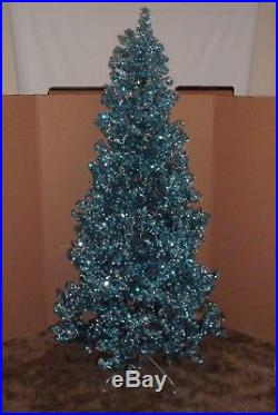 BEAUTIFUL Vintage 6.5' FOOT Blue Green Silver Aluminum Christmas Tree FREE SHIP