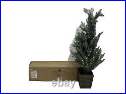 Balsam Hill 4' Potted Silver Spruce Artificial Christmas Tree Prelit $249 Open B