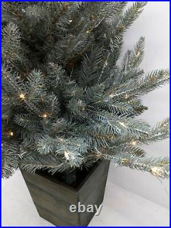 Balsam Hill 4' Silver White Spruce Pot Tree 33 wide Pre-lit New Box Open