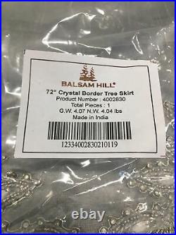Balsam Hill Crystal Border beaded Tree Skirt 72 Silver NEW (Read Description)