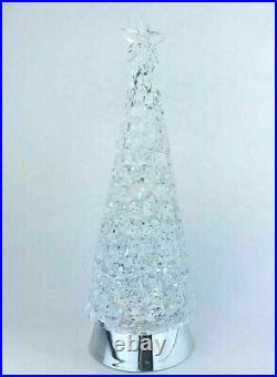 Bath and Body Works Tall Silver Light Up Christmas Tree Water Globe Decoration