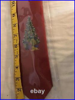 Ben Silver Brand Christmas Tie with Christmas Tree Design in Red