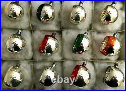 Box 12 Silver Mercury Deep Indent Reflectors Feather Tree Ornaments Germany 1940