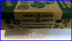 Box 12 Vtg Shiny Brite UNSILVERED SILVERED MICA GLITTER Bell/Tree Xmas Ornaments