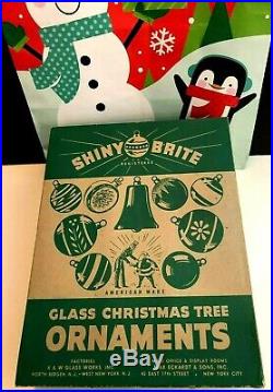 Box 12 Vtg ShinyBrite UFOs TREE BULB Unsilver & Silvered GLITTER Xmas Ornaments