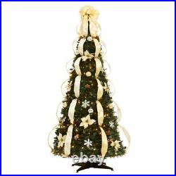 Brylanehome Christmas Fully Decorated Pre-Lit 6Foot Pop-UpChristmas Tree, Silver