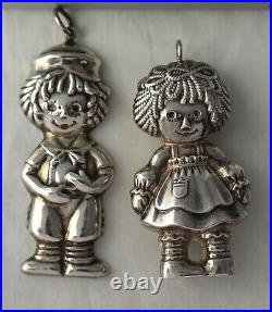 Cazenovia Sterling Christmas Ornament Raggedy Ann & Andy Feather Tree