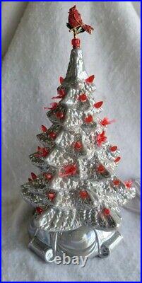 Ceramic Christmas Tree made from Vintage Mold GREY/SILVER PEARLED TREE. USA