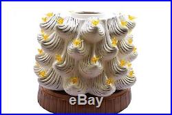 Ceramic White Christmas Tree Gold Birds Silver Gold Accents 32