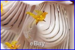 Ceramic White Christmas Tree Gold Birds Silver Gold Accents 32