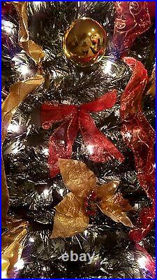 Christmas 6' Pop Up FULLY DECORATED GOLD, SILVER Easy Set Up Tree 350 Lites NEW